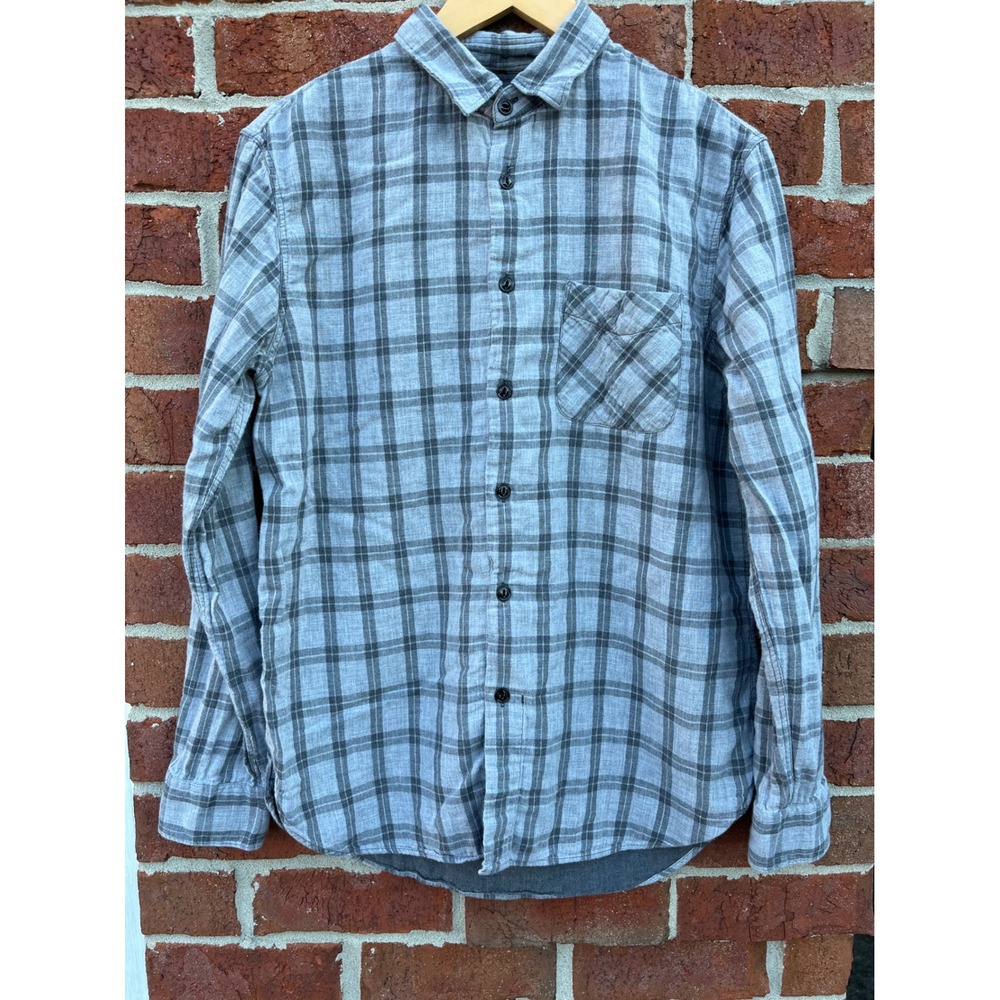Rag & Bone Mens Classic Fit Gray Plaid Cotton Long Sleeve Button Down Shirt M
